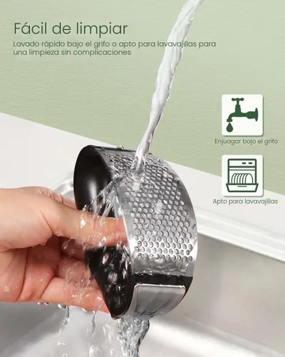 Miniatura 5 de Vantic Prensa de Ajo Basculante - Trituradora de Ajo de Acero Inoxidable, Picadora y Cortadora con Pelador y Raspador, Utensilio de Cocina Fácil
