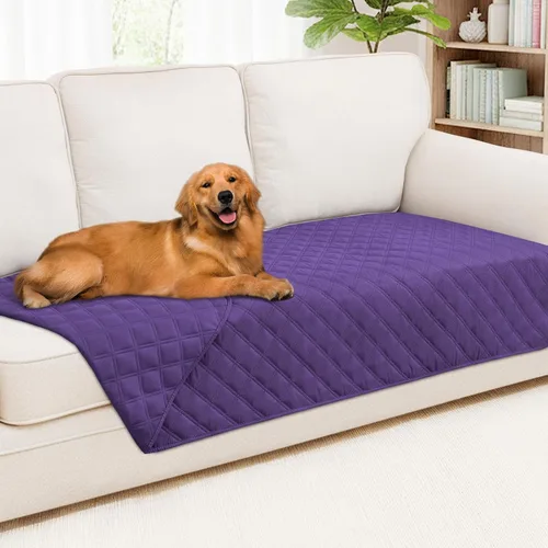 Miniatura 136 de Smiry Funda impermeable para cama de mascota, suave y lavable, para muebles, cama, sofá, reversible, a cuadros (30 x 53 pulgadas, color beige/beige)