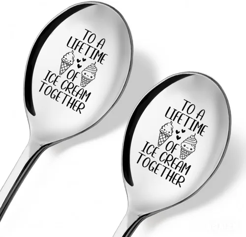 Miniatura 13 de Pala de helado para esposo y esposa – Juego de 2 cucharas para él y ella, ideas para parejas, aniversario, cumpleaños, día de San Valentín, cuchara