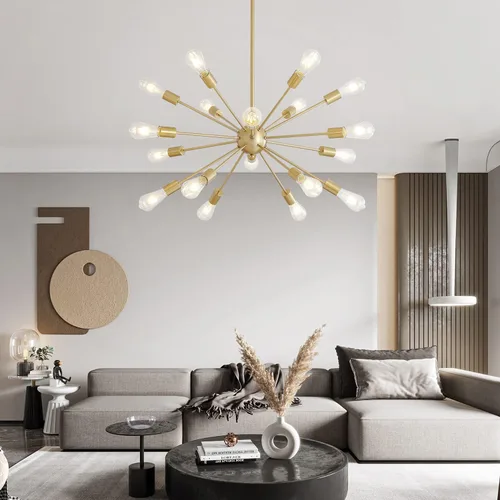 Miniatura 4 de Lámparas de araña Sputnik de mediados de siglo de 18 luces, lámpara de techo moderna de montaje semiempotrado industrial, lámparas colgantes retro