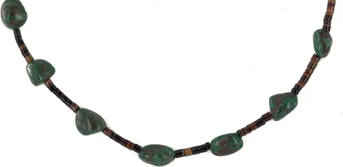 Miniatura 3 de $340Tag Collar Nativo Americano de Plata Navajo Turquesa Natural 750210 Hecho por Loma Siiva, Metal Piedra, turquesa estabilizada