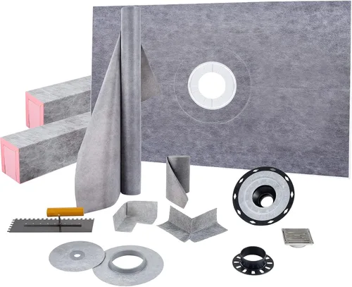 Miniatura 7 de VEVOR Kit de bordillos de ducha de 38 x 60 pulgadas con brida de unión de PVC de 4 pulgadas, rejilla de acero inoxidable de 4 pulgadas, 2 bordillos