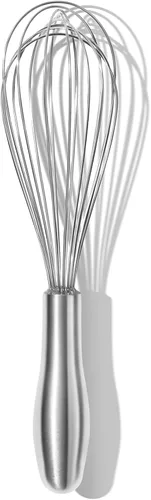 OYV Batidor de Acero Inoxidable 18/10, Mango Ergonómico, Batidor de Metal Apto para Lavavajillas, Batidor Profesional para Cocina, Perfecto para
