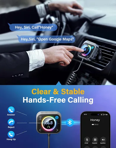 Miniatura 3 de JOYROOM Transmisor FM de 96 W Bluetooth 6.0 Adaptador de coche Aux con 3 puertos de carga PD 60 W y 2 x 18 W. Instalación de ventilación de aire