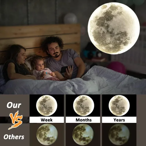 Miniatura 5 de Proyector de Luz Nocturna de Luna Sin Decoloración, Lámpara de Luna con Alimentación USB, Proyector de Luz Nocturna de Ambiente Romántico para Luna