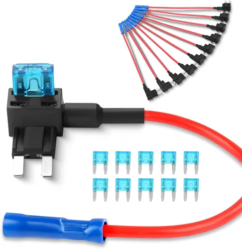Nilight Portafusibles para añadir a un circuito, adaptador de llave de fusible Mini ATM APM Blade, paquete de 10, 2 años de garantía 10 piezas mini