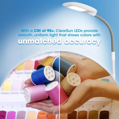 Miniatura 4 de OttLite Lámpara de pie LED con lupa de grado óptico, tecnología LED ClearSun, 3 ajustes de brillo, brazos ajustables y controles sensibles al tacto