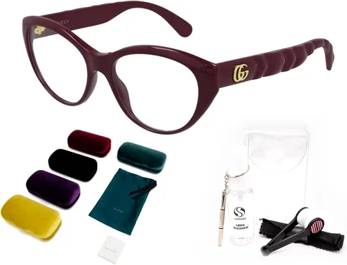 Miniatura 2 de Gucci GG0812O - Lentes con forma de ojo de gato + paquete con kit de gafas de lujo eSHADES, Borgoña