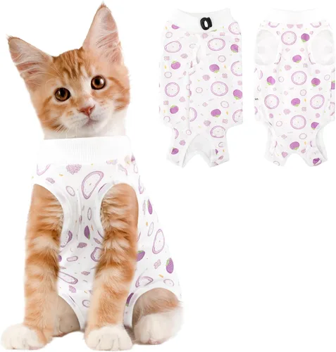 Miniatura 12 de Coppthinktu Traje de recuperación de gato para mujer, mameluco transpirable para después de la cirugía para heridas abdominales o enfermedades