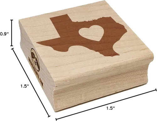 Miniatura 8 de Texas State - Sello de goma cuadrado con corazón para estampar manualidades, 1.25 pulgadas, pequeño