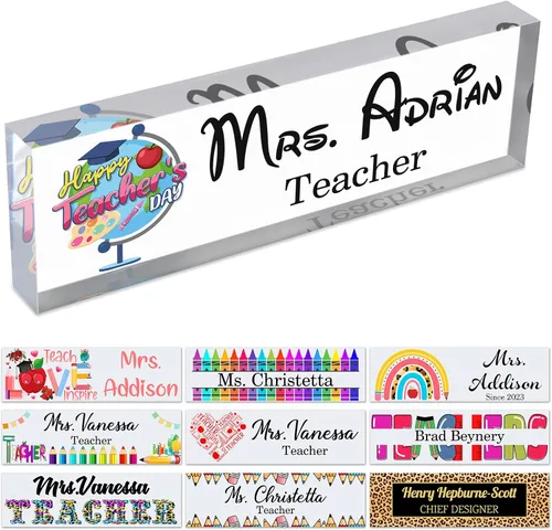 Miniatura 27 de Placa de nombre personalizada para escritorio de profesor para aula, placa de identificación personalizada para escritorios, placa de escritorio
