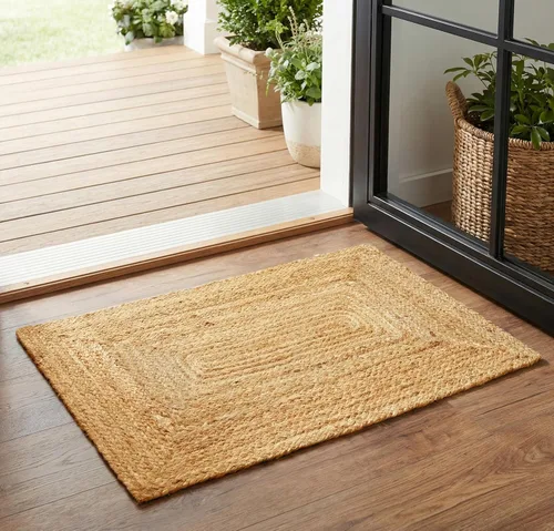 Miniatura 15 de Alfombra de punto de ganchillo tejida a mano, de yute, redonda, de 3 pies, natural, antideslizante, hecha a mano, para cocina, sala de estar