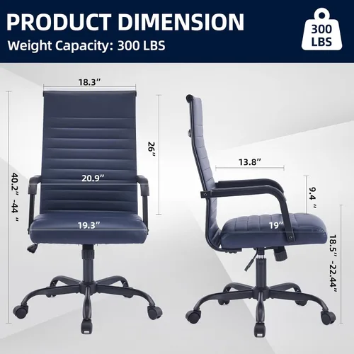 Miniatura 2 de Silla de oficina, ergonómicas ejecutivas para sala de conferencias, silla de escritorio de cuero acanalado con soporte lumbar, silla giratoria