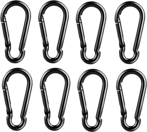 Miniatura 7 de DELSWIN 12 Piezas Clip de Mosquetón Negro, Incluye Mini Mosquetones de 1.57 Pulgadas, Ganchos Pequeños de 1.97" a Presión, Mosquetón Mediano de 2.36