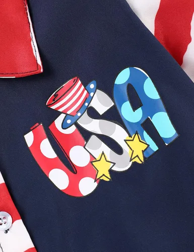 Miniatura 4 de Conjunto de ropa de verano para el 4 de julio, para el Día de la Independencia, camisa y pantalones cortos