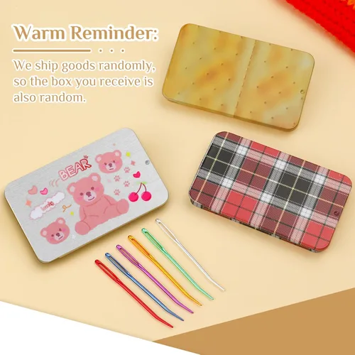 Miniatura 2 de UOOU Aguja de Hilo, 15 PCS Aguja Curvada Juego de Agujas de Tapicería Agujas de Lana Agujas de Ojo Grande Agujas de Coser Agujas de Tejer con Caja