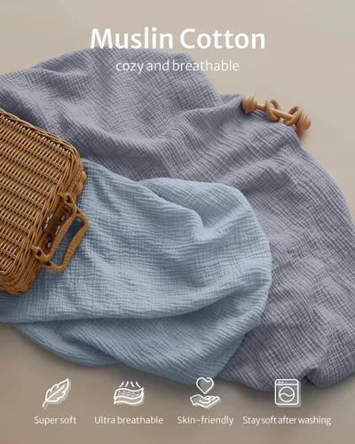 Miniatura 10 de Blissful Diary Sábanas de muselina para cuna para niñas, sábana de bebé de algodón suave bohemio para colchón de cuna estándar de 52 x 28 pulgadas