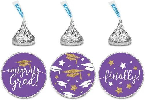 Miniatura 8 de Andaz Press Colección de fiesta de graduación con purpurina de color morado real y dorado, pancarta colgante con cuerda, Congrats Grad!, 5 pies, 1