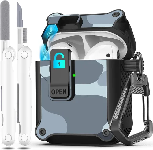 Miniatura 103 de R-fun - Funda para audífonos compatible con AirPods de 4.ª generación 2024, cubierta protectora de expulsión automática a prueba de caídas, puerto