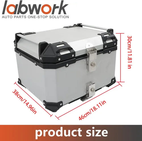 Miniatura 6 de labwork 55L Caja de Equipaje Superior para Motocicleta con Respaldo y Placa de Montaje, Aluminio Duro Resistente al Agua con Cerradura de Seguridad
