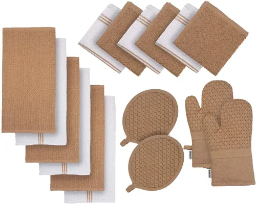 Miniatura 12 de LANE LINEN Juego de 6 paños de cocina de algodón para secar platos, 18 x 28 pulgadas, absorbentes, de secado rápido, color beige 07: Amarillo