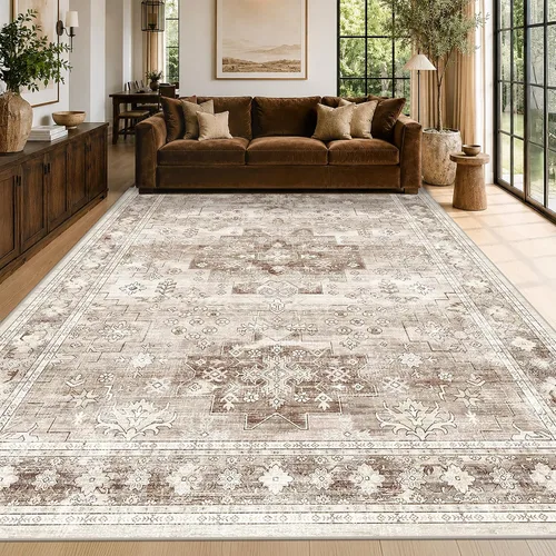 Miniatura 115 de Alfombra Boho Negra para Sala de Estar - Alfombra de Área Lavable de 10x14 Pies, Alfombras de Comedor para Debajo de la Mesa, Alfombra Suave de Pelo