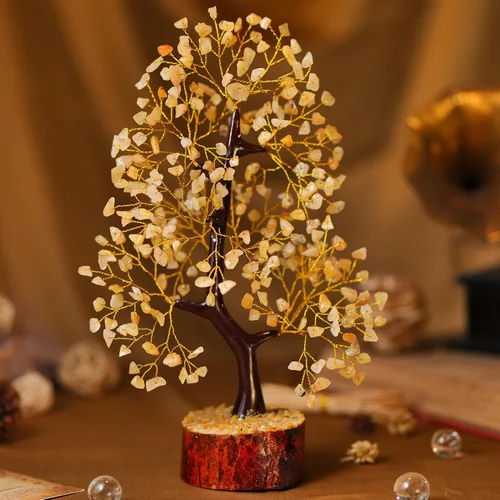 Miniatura 6 de Árbol de cristal de aventurina amarilla, árbol de piedras preciosas, cristales curativos y piedras, decoración de escritorio de árbol de gemas