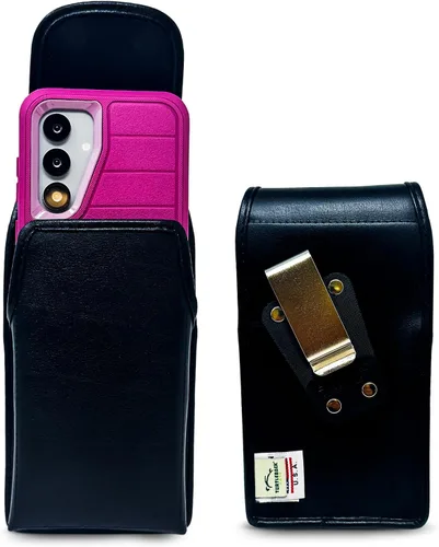 Miniatura 12 de Turtleback Funda de cuero de alta calidad para Samsung Galaxy S25-S20 – Soporte de cinturón de teléfono negro para viajes a prueba de golpes, fundas