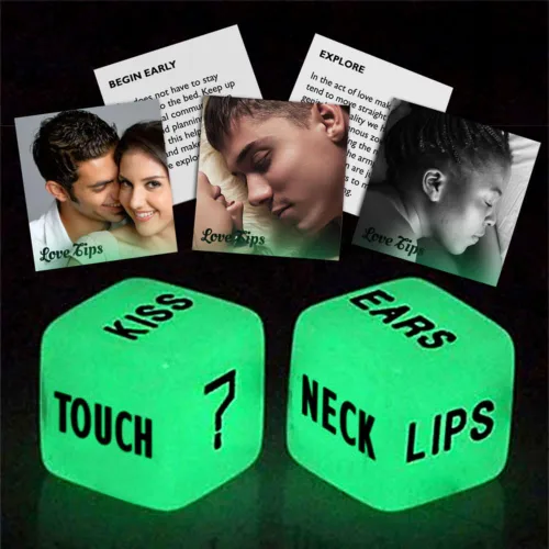 Dados nocturnos para parejas que brillan en la oscuridad: juego romántico de dados de amor, divertido juego de relaciones y regalo para aniversario,