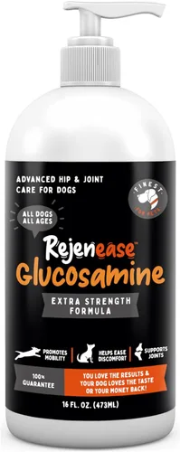 Suplemento líquido prémium para cadera y articulaciones de glucosamina para perros, alivio del dolor natural rápido y mejor movilidad, extra fuerte