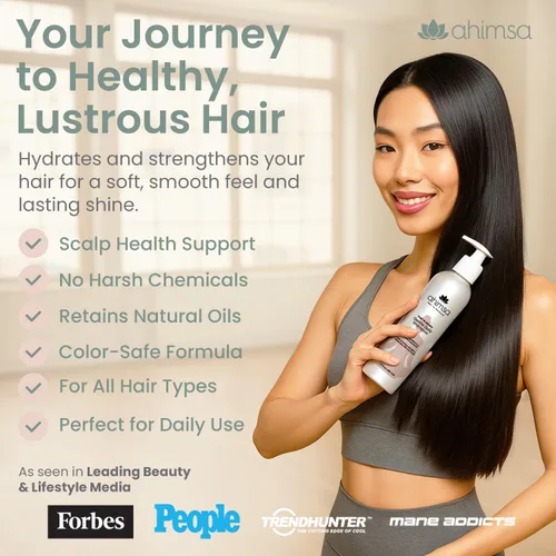 Miniatura 2 de Ahimsa Gentle Daily Shampoo sin parabenos sulfatos, champú orgánico para cabello seco dañado, rizado y tratado con color, aminoácidos de manzana