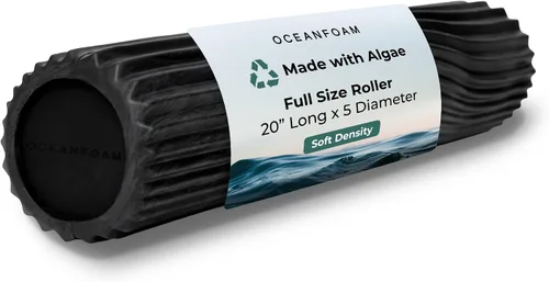 Oceanfoam Soft Tidal Roller (negro y carbón jaspeado) - Rodillo de espuma de baja densidad para terapia física, dolor de espalda, ejercicio y