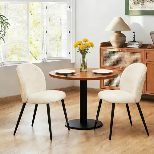 Juego de 2 sillas de comedor tapizadas, modernas sillas auxiliares de cocina con asiento acolchado, cómodas patas de estudio de tela de felpilla,