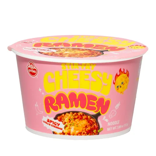 Ramen salteado con queso (tazón) – Sabor picante de chile y cheddar | Fideos instantáneos coreanos atrevidos, cremosos y con queso | 3.88 oz