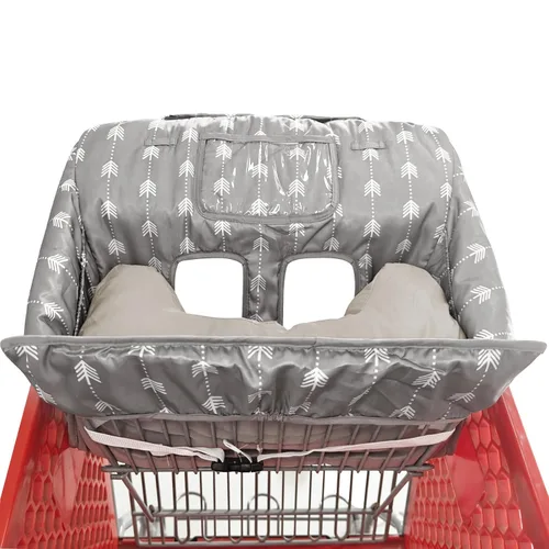 Miniatura 2 de Funda impermeable 2 en 1 para asiento de carrito de comestibles y funda para silla alta (flecha gris)