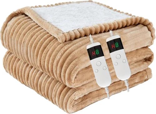 Miniatura 12 de Manta térmica portátil con mangas y bolsillo para el pie, manta térmica de calentamiento rápido con 10 ajustes de calor apagado automático