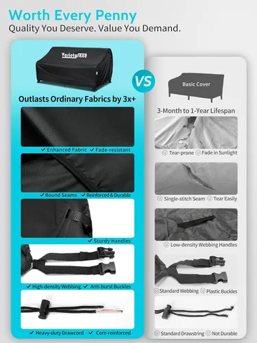 Miniatura 8 de Funda impermeable para sofá de exterior de 88W×40D×33H - Protector resistente para banco de patio de 3 plazas, se ajusta a muebles de 86-88 pulgadas