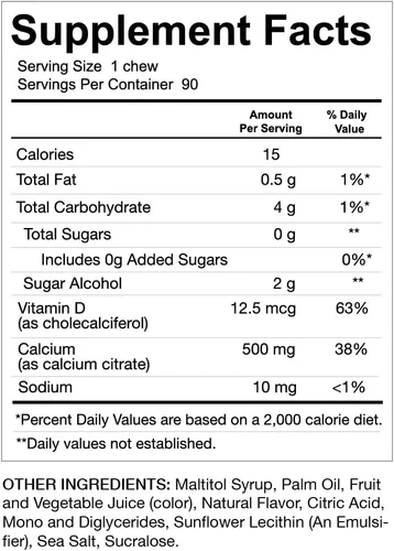 Miniatura 8 de Celebrate Suplementos Bariatricos Masticables de citrato de calcio 500mg con 500 UI de vitamina D3 – Esencial para pacientes con bypass gástrico