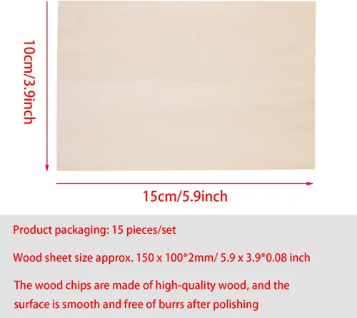 Miniatura 2 de SIWUCHYE Madera sin terminar, paquete de 15 hojas de tilo para manualidades, tablero de madera para casa, avión, barco, artes y manualidades