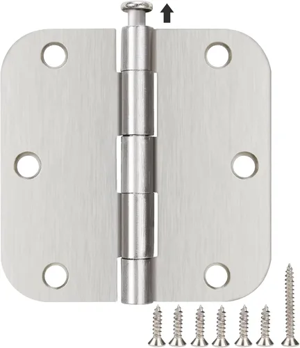Miniatura 13 de Paquete de 12 bisagras redondeadas para puerta, con radio de 5/8 de pulgada, negro mate, 3.5 x 3.5 pulgadas Negro mate redondeado