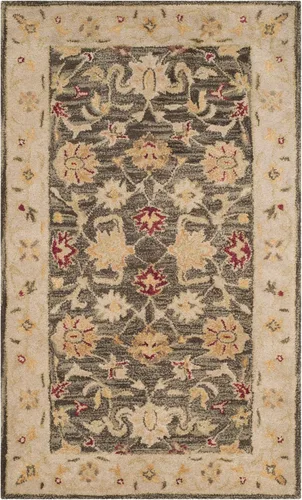 Miniatura 2 de SAFAVIEH Antiquity Collection AT853A - Alfombra decorativa de 4 x 6 pies, gris oliva y beige, hecho a mano, lana oriental tradicional, ideal