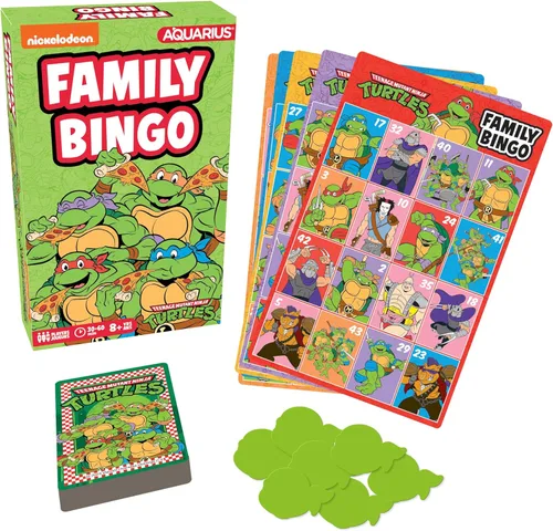 Aquarius Teenage Mutant Ninja Turtles Juego de bingo – Juego de fiesta familiar con licencia oficial para edades de 8 años en adelante, 2 – 18