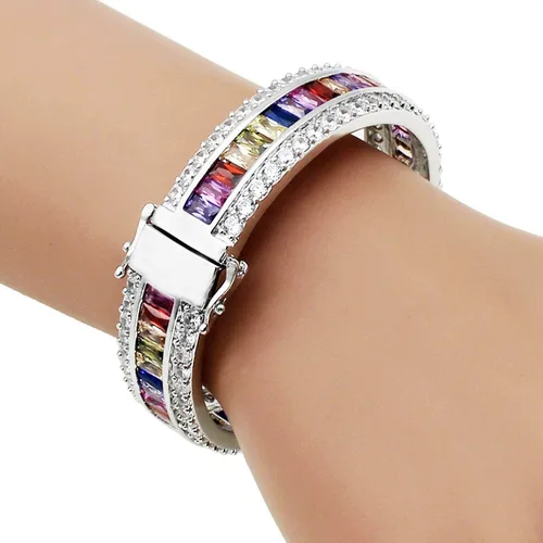 Miniatura 3 de Pulseras de amatista para mujer, color granate, rubí azul, zafiro, pulsera de tenis, novia, novia, joyería, Piedra Platino, morganita, topacio