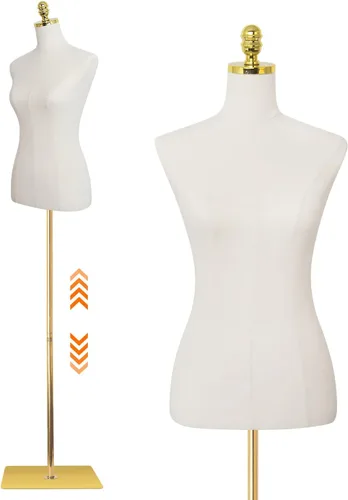 Miniatura 8 de Maniquí de torso para vestido con forma de 40.55-73.23 pulgadas de altura ajustable, modelo femenino para exhibición, cuerpo de maniquí con soporte
