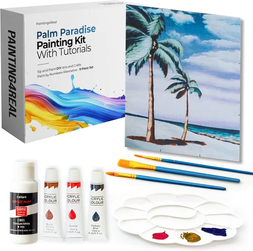 Miniatura 18 de Painting4Real Kit de clase de pintura de bricolaje para adultos con tutoriales en video: Aprende a pintar Amber Lake - Cómo pintar con acrílicos