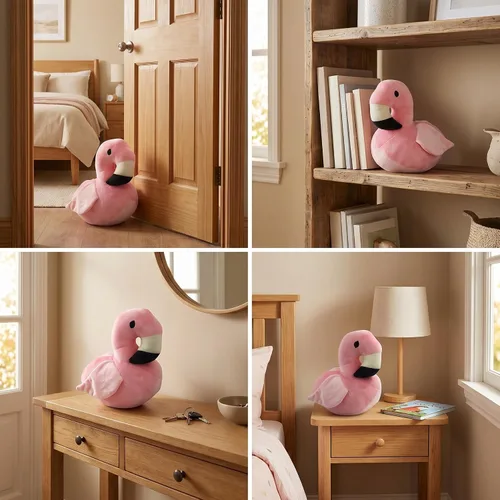 Miniatura 4 de Tapón de puerta animal de tela Topes de puerta interiores Tapón de libro Decorativo Rosa Flamingo