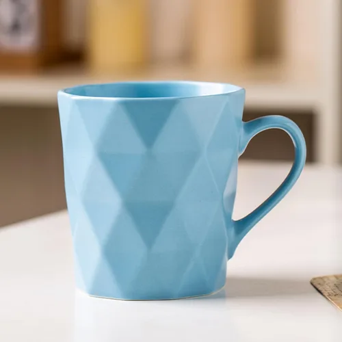 Miniatura 2 de Juego de 6 tazas de porcelana de 11 onzas, juego de tazas de té y cacao, azul, mate
