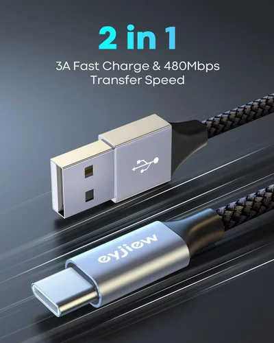 Miniatura 3 de Cable USB a USB C, cable USB A a USBC para iPhone serie 17/16/15, Samsung Galaxy S26 S25 A17 A16, Moto G Play, funda de carga de auriculares, etc.