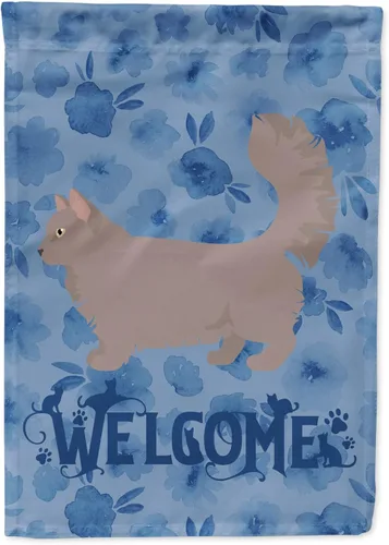 Miniatura 199 de Caroline's Treasures CK4813CHF - Bandera de bienvenida con gato abisinio azul, manga grande, para porche, para colgar en la pared, poliéster