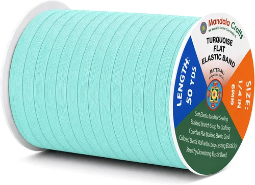 Miniatura 119 de Mandala Crafts - Rollo de cordón elástico plano para costura y manualidades Blanco
